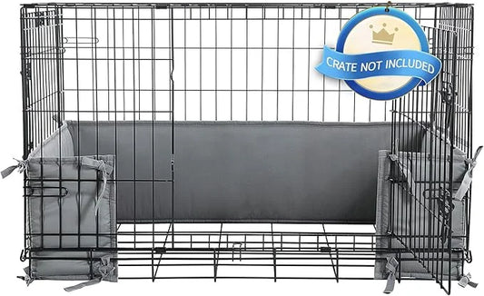 Hombys Dog Crate Bumper with Ties - Soft Crate Accessory (Do Not Include Cage) (Dark Grey, 48"x30") - Product Image