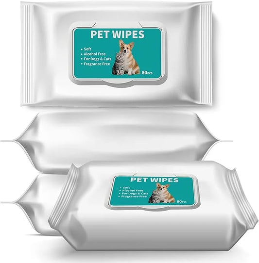Pet Hypoallergenic Wipes, Extra Thick Cat Wipes for Cleaning Small Animal's Paws,Ears,Butt,Face and Eyes,Portable Organic ...
