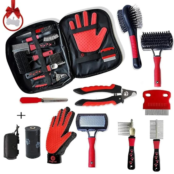 10-in-1 Professional Grooming Kit | Complete Supplies for Dogs & Cats | Slicker, Deshedding & Long-Haired Pet Brush Set - ...