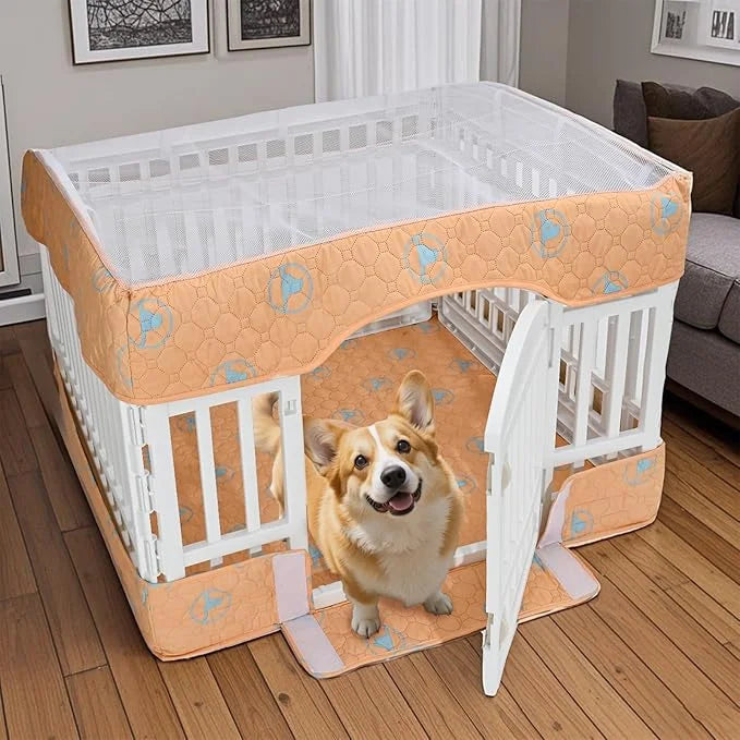 PJYuCien Dog Playpen Bottom Pad and Cover Fits for 36 Inch 4 Panels Exercise Pet Pen, Orange - Product Image