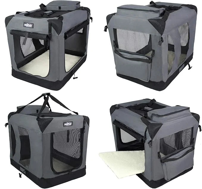 EliteField 3-Door Folding Soft Dog Crate with Carrying Bag and Fleece Bed (2 Year Warranty), Indoor & Outdoor Pet Home (20...