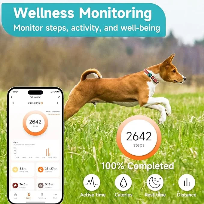 GPS Tracker & Health Monitoring for Dogs -Pet GPS Location Tracker, Wellness & Escape Alerts, Waterproof, Works with Any C...