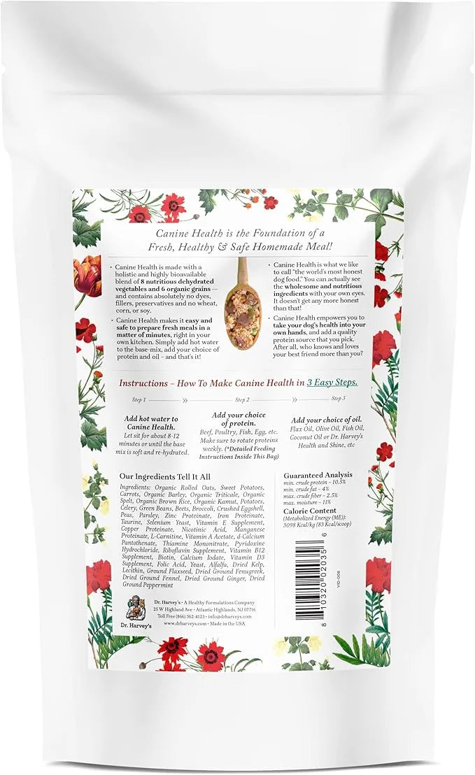Dr. Harvey's Canine Health Miracle Dog Food, Human Grade Dehydrated Base Mix for Dogs with Organic Whole Grains and Vegeta...