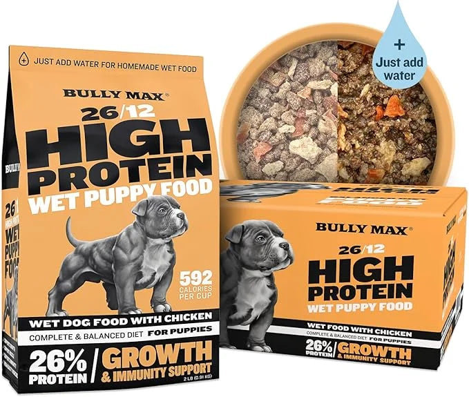 Bully Max Wet Puppy Food - Instant Fresh Dehydrated High Protein Soft Dog Food with Chicken - Healthy Growth for Small & L...