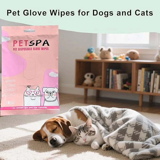 Pet Glove Wipes for Dogs and Cats, Extra Thick Dog Wipes Cleaning Deodorizing, Rinse Free Cleaning Gloves Dog Washing Glov...