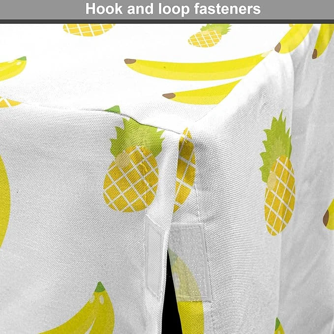 Lunarable Yellow Pineapple Dog Crate Cover, Continuous Ananas and Banana Tropical Fruits Print, Easy to Use Pet Kennel Cov...