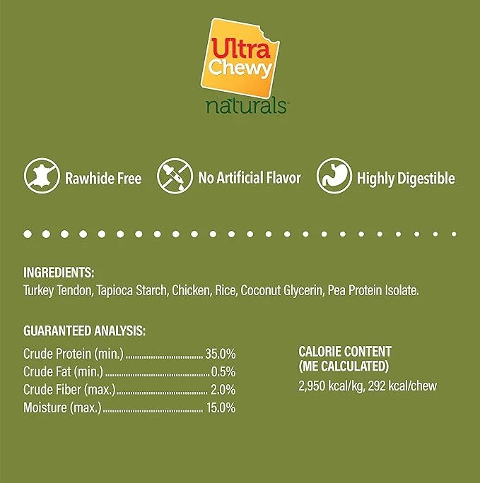 Ultra Chewy Turkey Tendon Pressed Bones for Dogs - Premium All-Natural, Hypoallergenic, Long-Lasting Dog Chew Treat, Easy ...