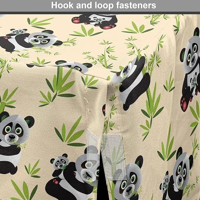 Lunarable Panda Dog Crate Cover, Asian Bear Cartoon Animal Eating Leaves Branches Wild Life Animal, Easy to Use Pet Kennel...
