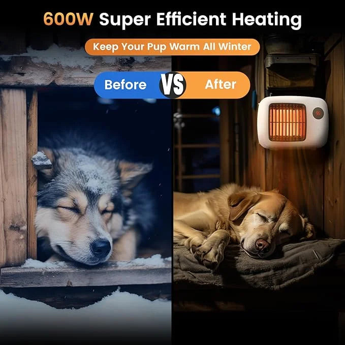 Unique Design 600W/300W Dog House Heater with Thermostat for Outside Winter Insulated House 6 Ft Anti Chew Cord, Safe Heat...