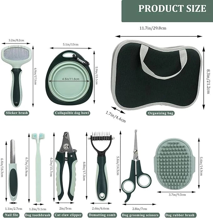 Pet Nail Clippers Trimmer and Grooming Kit, 8 Pieces Pet Grooming Kit - Dematting Comb,Slicker Brush,dog nail trimmer,coll...