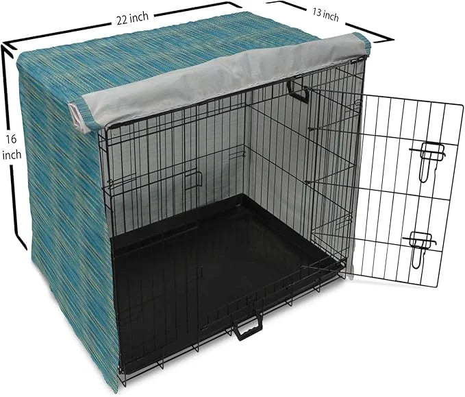 Lunarable Yellow and Blue Dog Crate Cover, Knitted Melange Inspired Graphic Clothing Texture Pattern, Easy to Use Pet Kenn...
