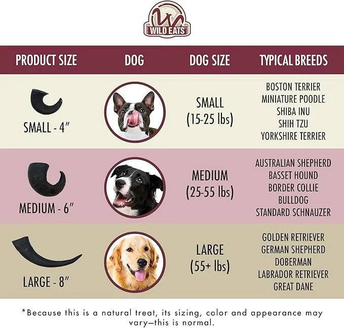 Water Buffalo Horn No Hide Dog Bones & Dog Chews (All Natural, Single Source Protein, GrainFree Dog Treat, Long Lasting Do...