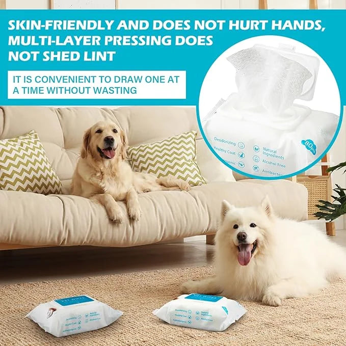 Treela 10 Packs of 800 Dog Wipes Pet Wipes Cat Grooming Supplies for Paws, Butt, Ear, Skin, Eye, Body Cleaning Bath Stain ...