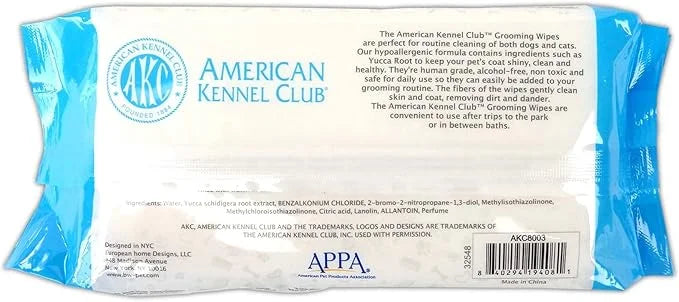American Kennel Club AKC Dog Wipes for Cleansing & Deodorizing Great for Face, Ears, Paws, Body, & Butt - Fresh Scented - ...