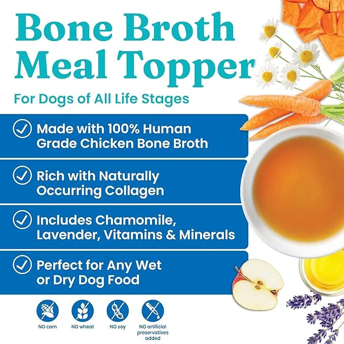 Solid Gold Chicken Bone Broth for Dogs - Grain Free Dog Food Topper Rich in Collagen and Superfoods - Nutrient Dense Dog G...