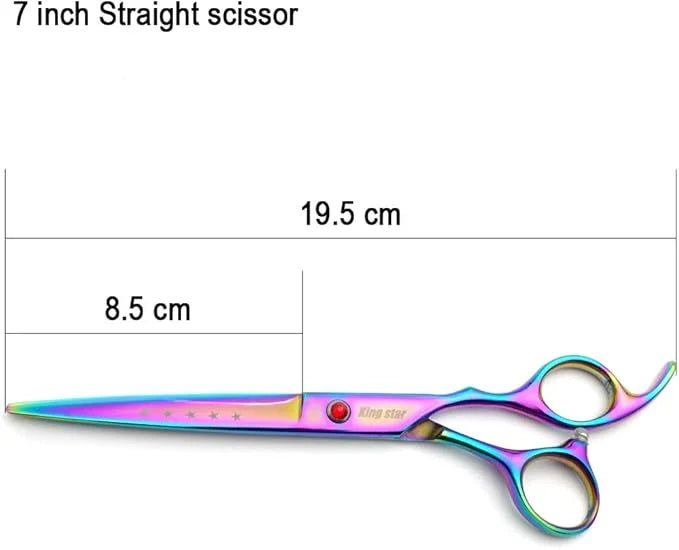 7.0in Titanium Professional Pet Grooming Scissors Set,Straight & Thinning & Curved Scissors 3pcs Set for Dog Grooming,A349...
