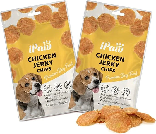 Dog Treats for Puppy Training, All Natural Human Grade Dog Treat, Hypoallergenic, Easy to Digest (Chicken Chips), 2 Packs ...