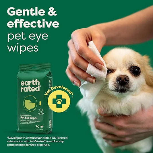 Earth Rated Vet-Developed Pet Eye Wipes, Hypoallergenic Cleaner for Dogs & Cats Eyes to Remove Dirt & Discharge, Fragrance...