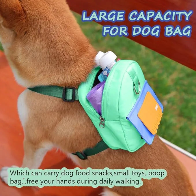 Dog Backpack Harness with Leash,Cute Pet Puppy Backpacks Bulid-in Dog Poop Bag Dispenser,Adjustable Pets Self Carrier Bag ...