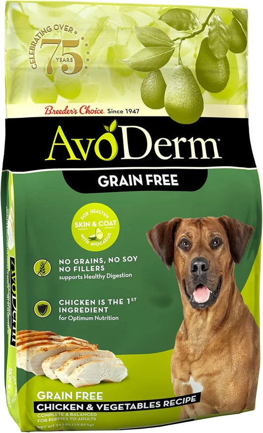 AvoDerm Natural Grain Free Chicken and Vegetables Recipe All Life Stages Dry Dog Food 24 lb (Pack of 1) - Product Image