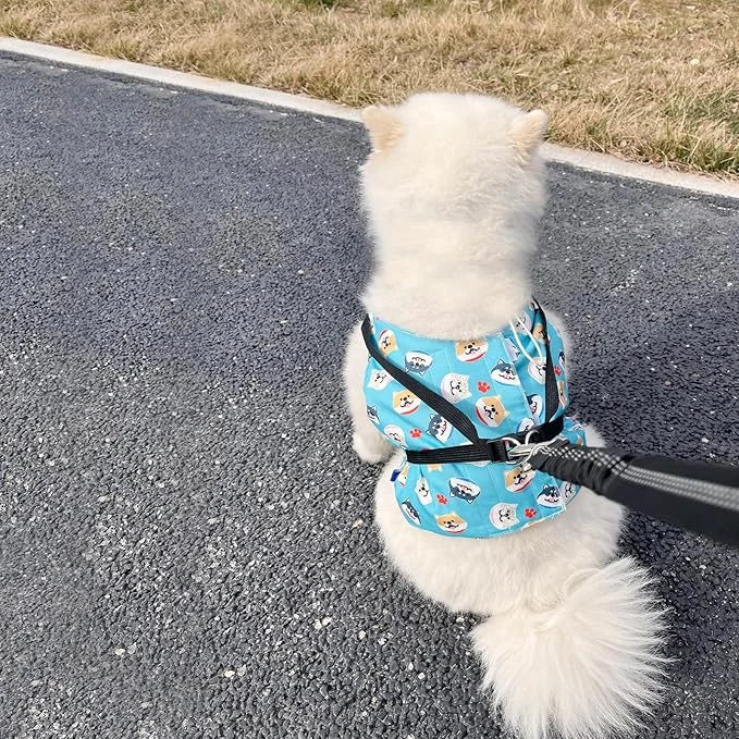 KUDES Dog Cooling Vest with Recyclable Ice Packs, Pet Adjustable Ice Chill Out Dog Harness Jacket Cooler with D Ring for S...