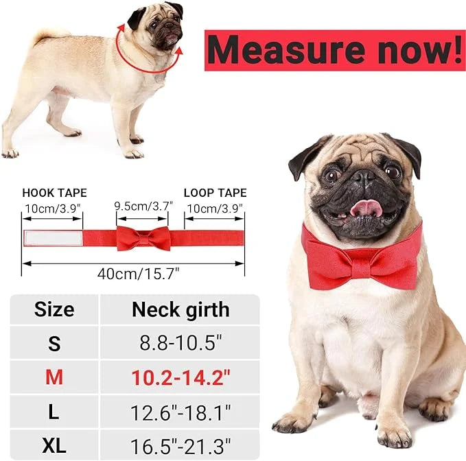 Segarty Dog Bow Ties for Small Medium Dogs, Adjustable Red Bowtie Collar, Durable Cat Neck Tie Tuxedo Comfortable Cotton G...