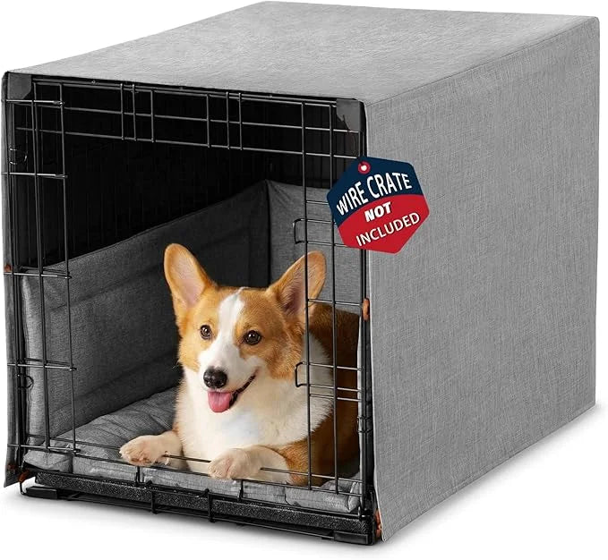 3-Piece Waterproof Dog Crate Cover Set with Kennel Cover, Bed Mat & Bumper Pad - Washable Pet Crate Accessories Fit for 24...