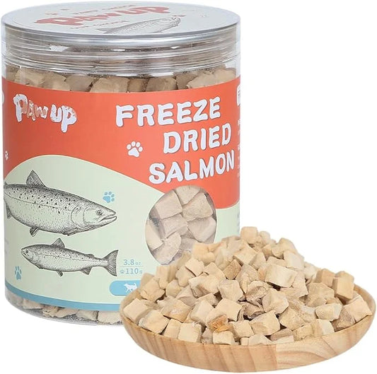 Freeze Dried Salmon Cat Treats, Dog Single Ingredient Raw Food Topper, Healthy Training Treats for Dogs, Cats, 3.8 oz - Pr...
