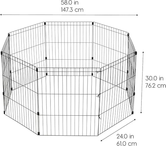 IRIS USA Metal Dog Playpen, 8-Panel 30" Pet Playpen, Puppy Playpen, Indoor/Outdoor Dog Fence, 58 x 58 x 30, Foldable, Cust...