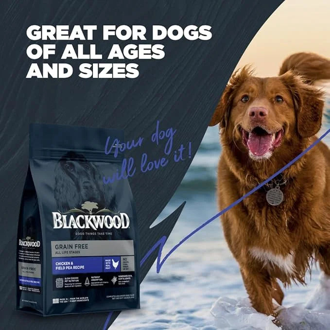 Blackwood Grain Free Dry Dog Food, Chicken & Field Pea Recipe, 4.5 Pound Bag for All Life Stages, Slow Cooked with Vitamin...