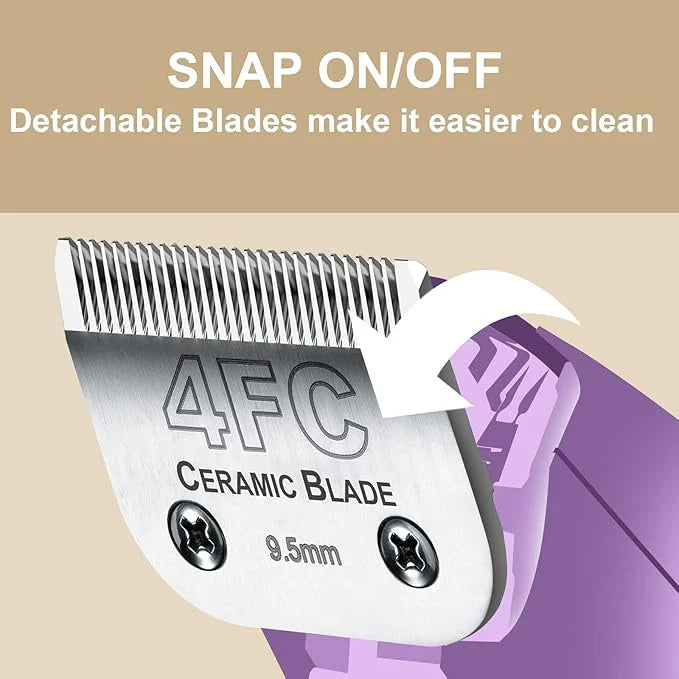 2 Pack Detachable Pet Dog Clipper Blades, Compatible with Andis Size 4FC Cut Length 3/8"(9.5mm), Most Oster A5,Wahl KM Ser...