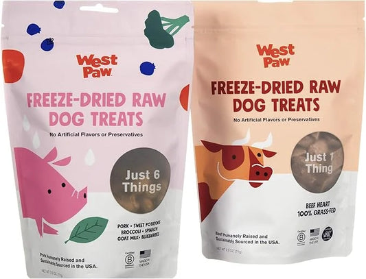 WEST PAW Freeze-Dried Raw All Natural Dog Treats, Single Ingredient, Humanely Raised and Sustainably Sourced, Made in USA,...