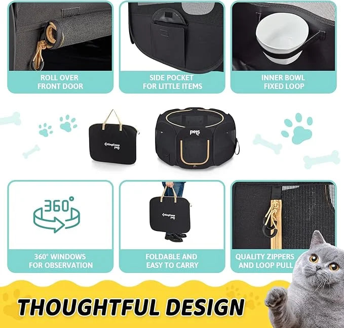 KingCamp Dog Playpen Pet Playpen + Free Travel Bowl Portable Foldable Dog Tent and Puppy Playpen Pet Tent + Free Carrying ...