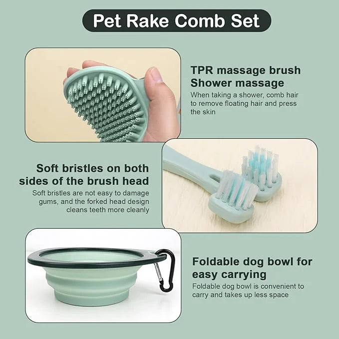 8 Pcs Pet Grooming Kit, Cat Dog Brush, Nail Clipper, Deshedding Brush, Undercoat Rake, Pet Shampoo Bath Brush, Toothbrush,...