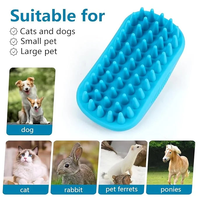 2 Pack Silicone & Rubber Pet Grooming Brushes - Bath, Massage & Shedding Brushes for Dogs & Cats with Long or Short Hair -...