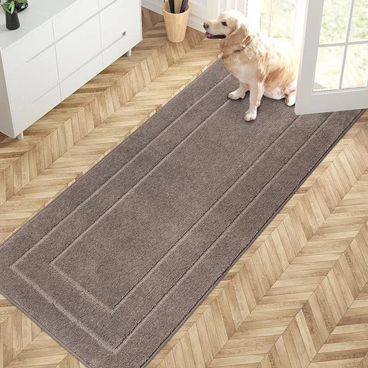 PURRUGS Dirt Trapper Door Mat 32" x 70", Non-Slip/Skid Machine Washable Entryway Rug, Dog Door Mat, Super Absorbent Welcom...