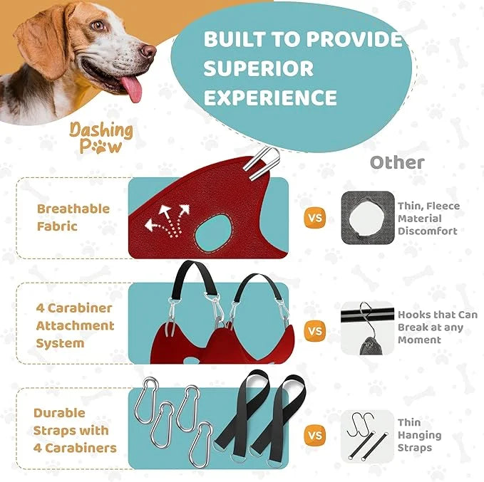 Dog Grooming Hammock – Sturdy & Safe Dog Hammock for Grooming with Durable Carabiner Clips & Straps – Soft, Comforting Dog...