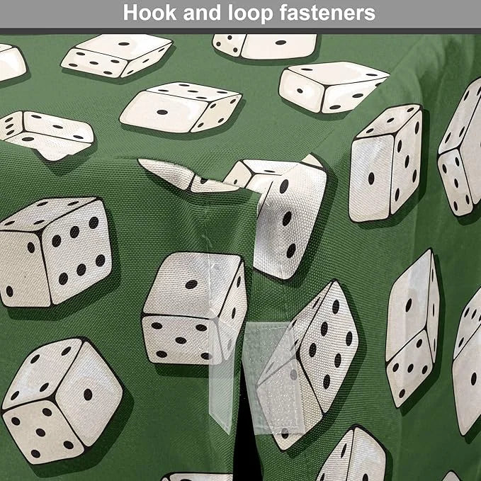Lunarable Casino Dog Crate Cover, Cartoon Style Dices Pattern on Green Background Chance Game Lucky Jackpot, Easy to Use P...