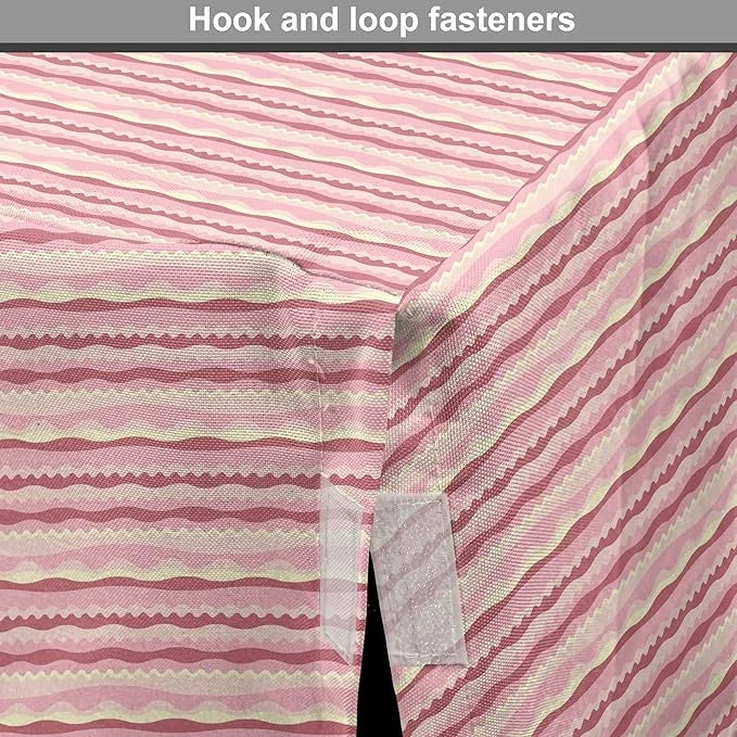 Lunarable Dusty Rose Dog Crate Cover, Doodle Style Waves Horizontal Stripes Simplistic Cheerful, Easy to Use Pet Kennel Co...