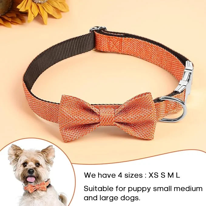 Dog Collar with Bow for Small Medium Large Dogs, Cute Bling Dog Bow Tie Collar with Metal Buckle, Soft & Durable for Mediu...